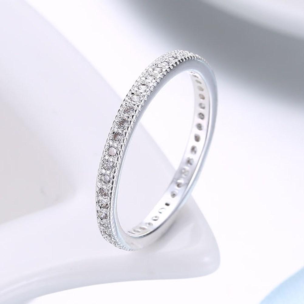 Classic  Crystal Wedding Band Ring Set in 18K White Gold Plated Elsy Style Rings