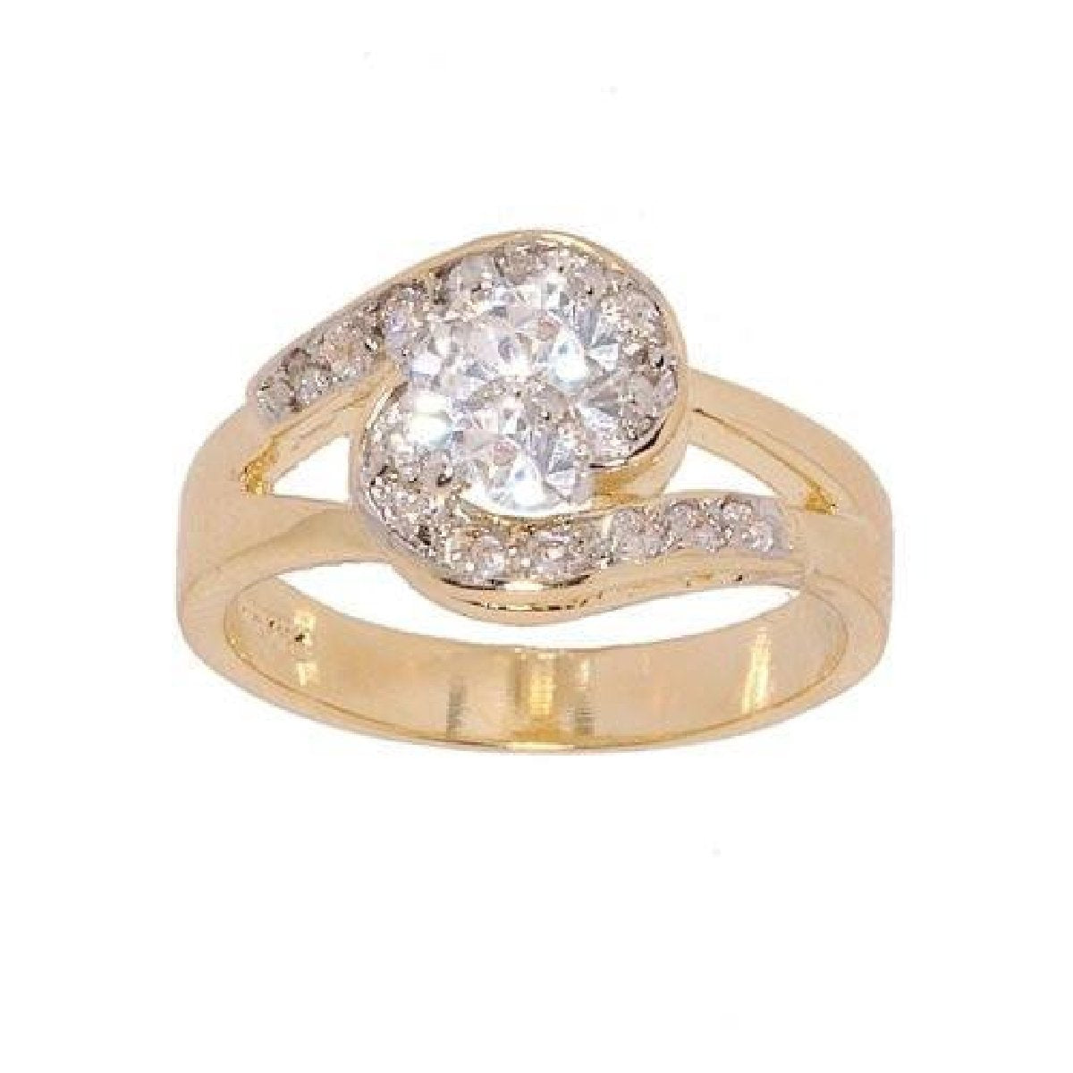 Classic Cubic Zirconia Solitaire Handset Side Swirl Ring Elsy Style Ring