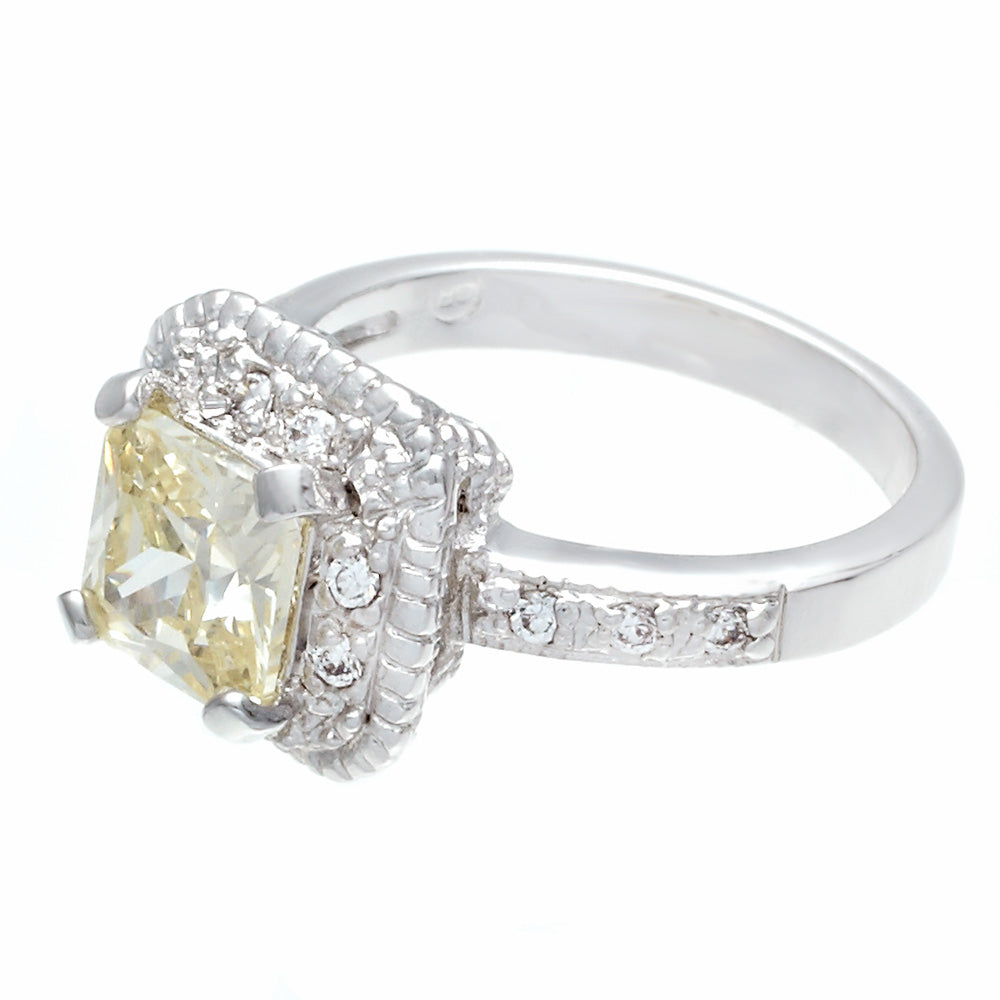 Classic Engagement Pale Yellow Princess Cut Ring Elsy Style Ring