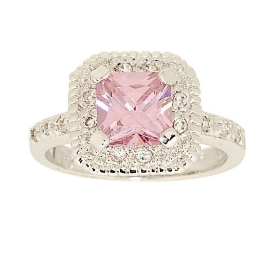 Classic Engagement Style Pink Princess Cut Ring Elsy Style Ring