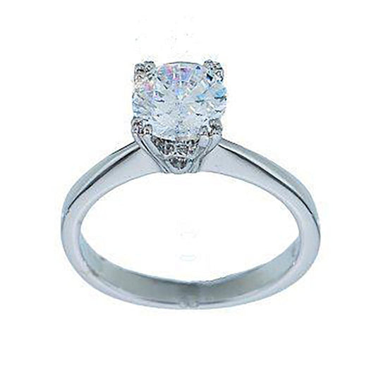 Classic Fine Design Solitaire Engagement Ring Silvertone Elsy Style Ring