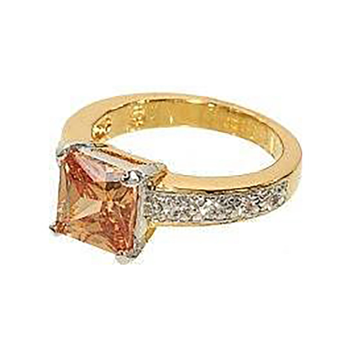 Classic Princess Cut Solitaire Champagne Clear Stones Ring Elsy Style Ring