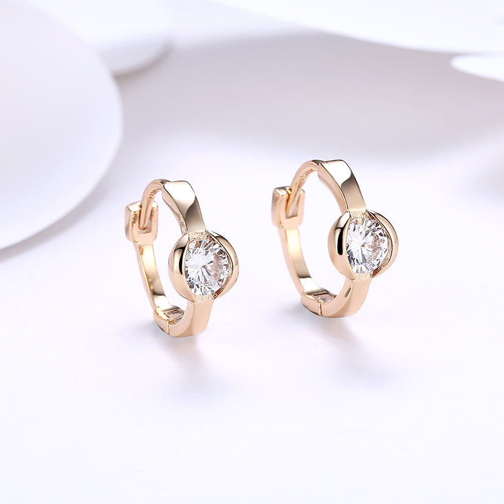 Classic Stone Huggie Earring in 18K Gold Plated with  Crystals Elsy Style Earring