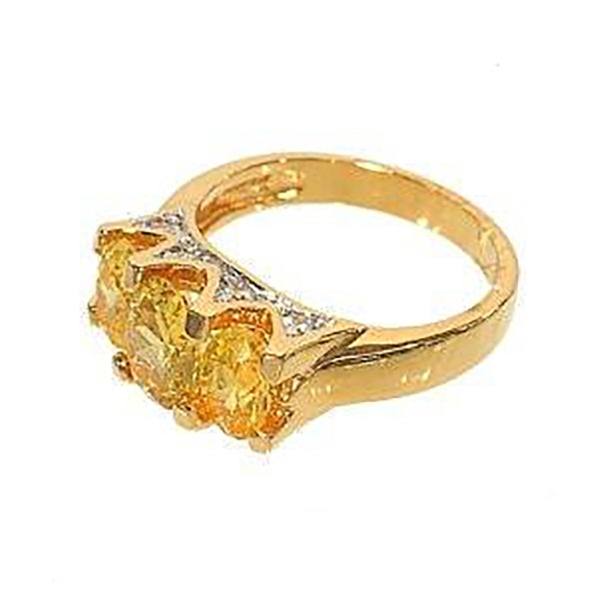 Contemporary Two Tone Side Crown Effect Oval Cut Bright Yellow Ring Elsy Style Ring