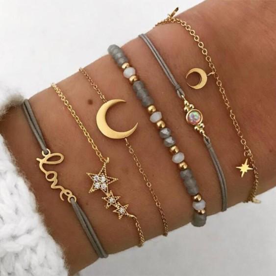 Crystal Celestial Marble 6 Piece Bracelet Set Elsy Style Bracelet