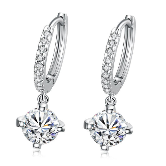 Crystal Drop Earring in White Gold Plated Elsy Style Earring