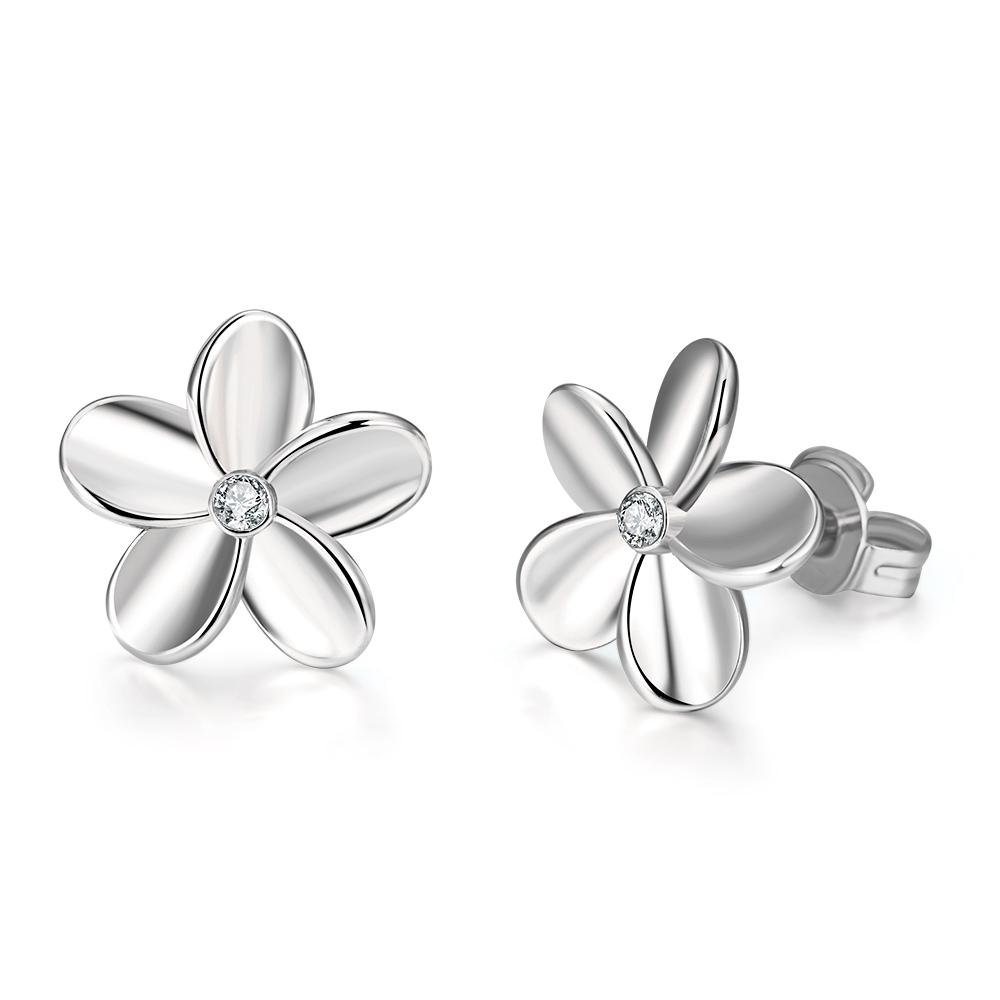 Crystal Flower Stud Earring in 18K White Gold Plated Elsy Style Earring