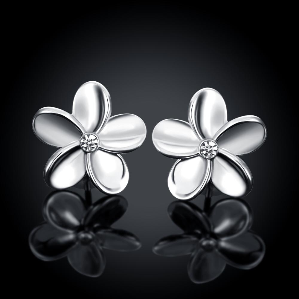 Crystal Flower Stud Earring in 18K White Gold Plated Elsy Style Earring