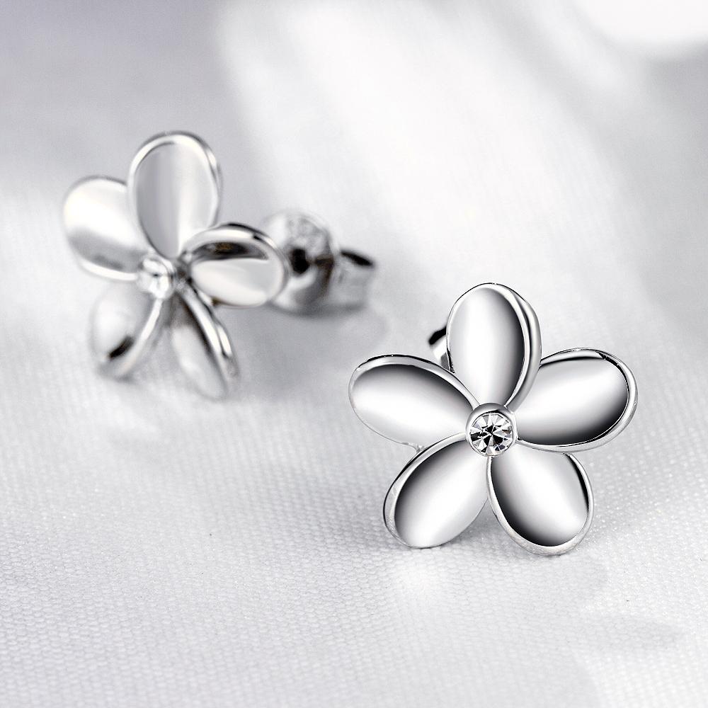 Crystal Flower Stud Earring in 18K White Gold Plated Elsy Style Earring