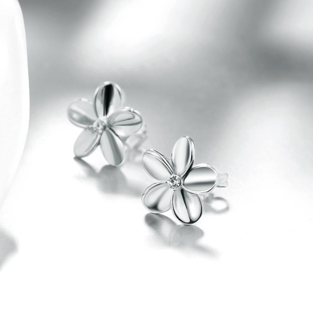 Crystal Flower Stud Earring in 18K White Gold Plated Elsy Style Earring