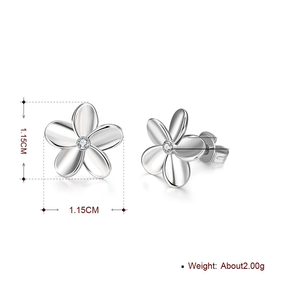 Crystal Flower Stud Earring in 18K White Gold Plated Elsy Style Earring