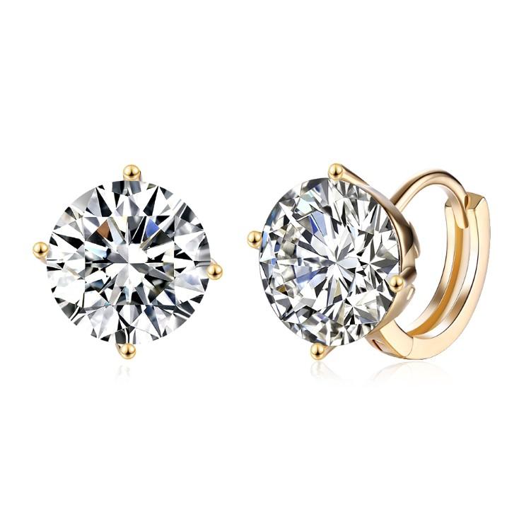 Crystal Huggies Set in 18K Gold Elsy Style Earring