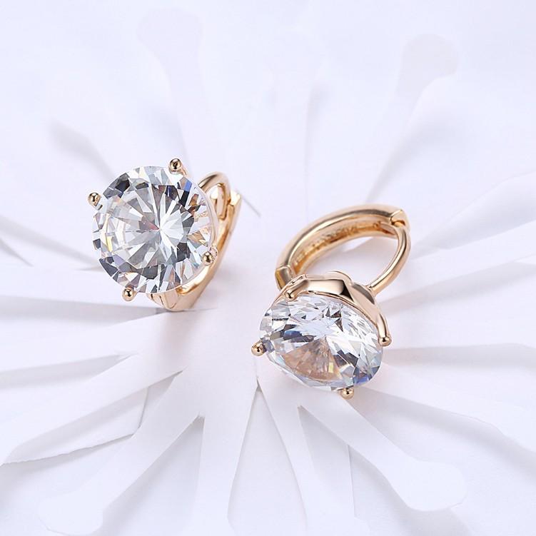 Crystal Huggies Set in 18K Gold Elsy Style Earring