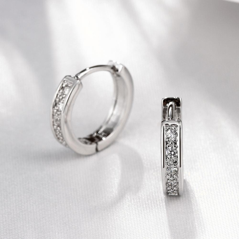 Crystal Pave Huggie Earring in 18K White Gold Plated Elsy Style Earring