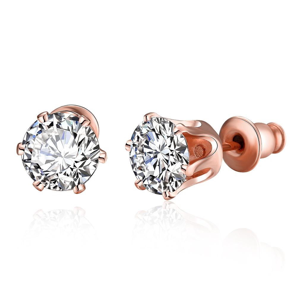 Crystal Pave Stud Earring in 18K Rose Gold Plated Elsy Style Earring