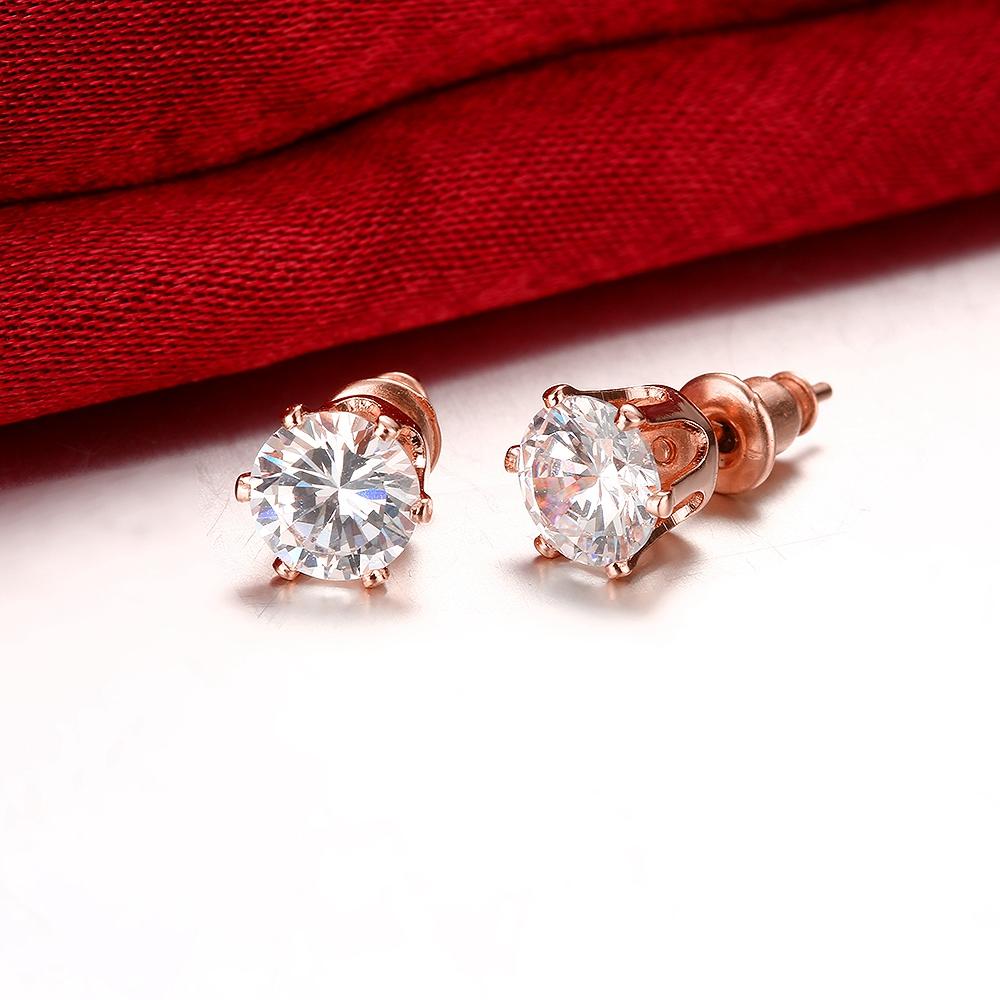 Crystal Pave Stud Earring in 18K Rose Gold Plated Elsy Style Earring