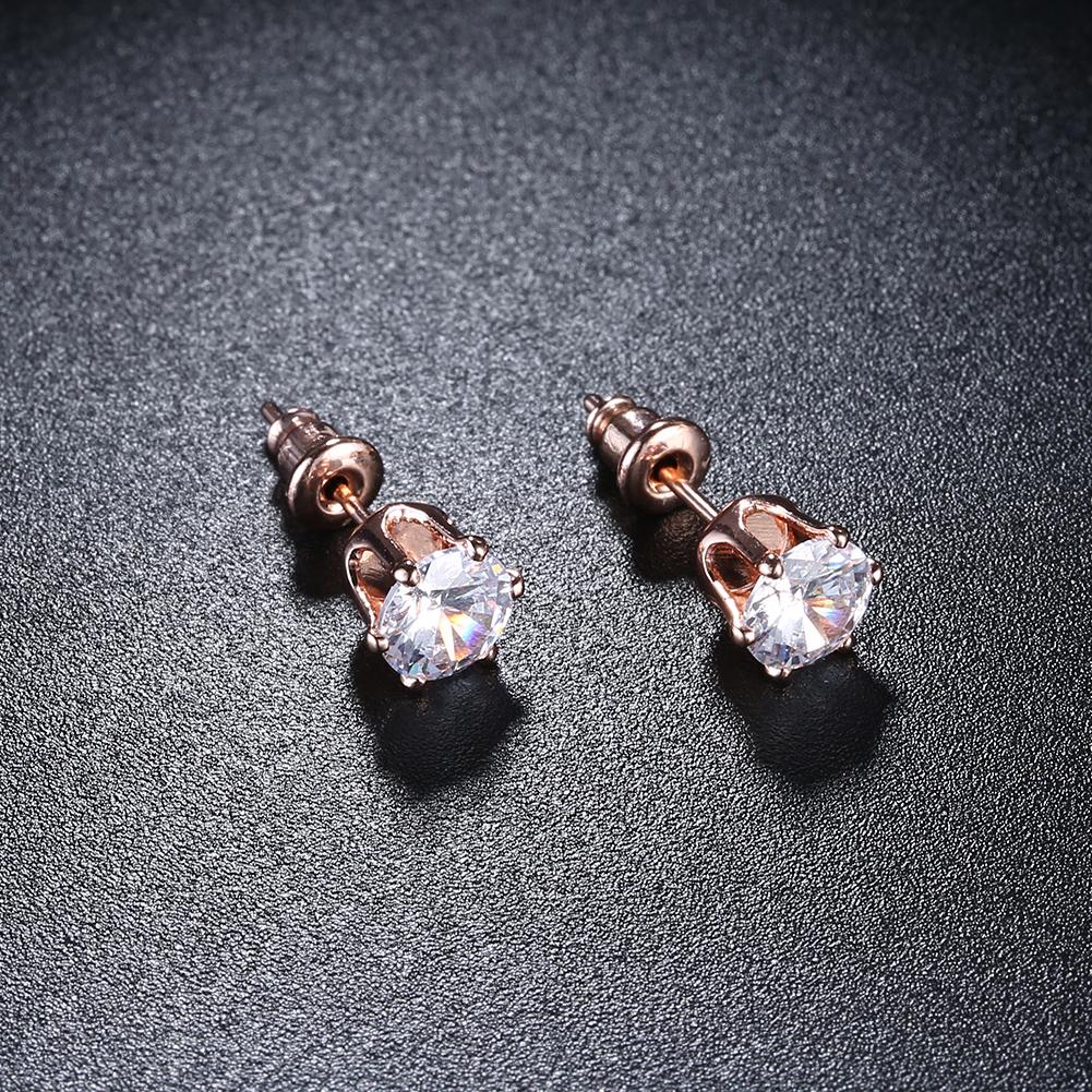 Crystal Pave Stud Earring in 18K Rose Gold Plated Elsy Style Earring