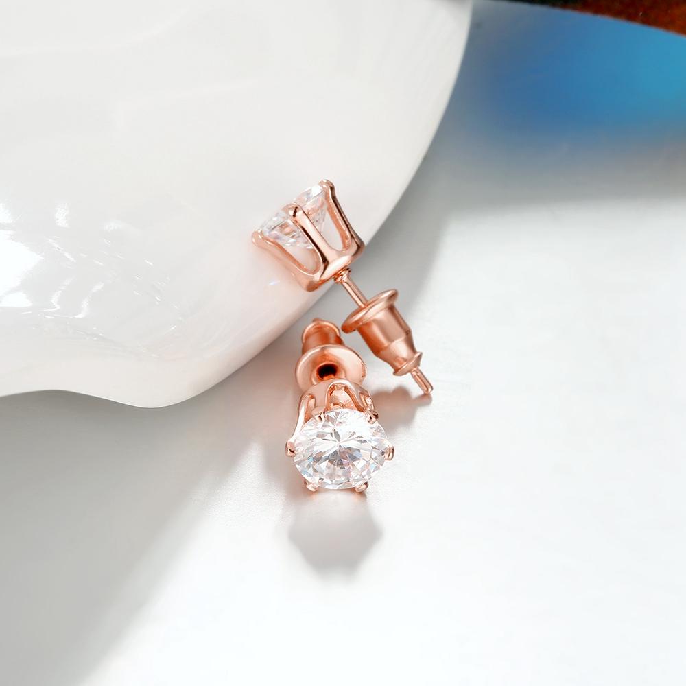 Crystal Pave Stud Earring in 18K Rose Gold Plated Elsy Style Earring