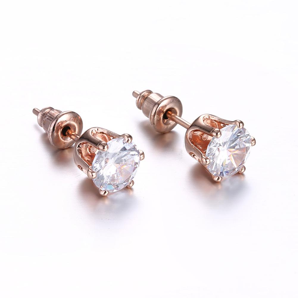 Crystal Pave Stud Earring in 18K Rose Gold Plated Elsy Style Earring