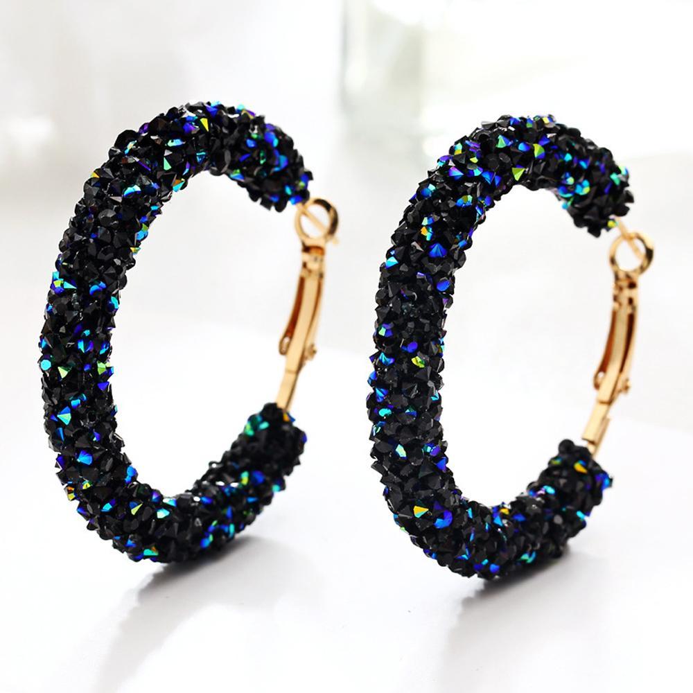 Crystaldust Hoop Earring With Austrian Crystals - Blue 18K Gold Plated Earring in 18K Gold Plated ITALY Design Elsy Style Earring