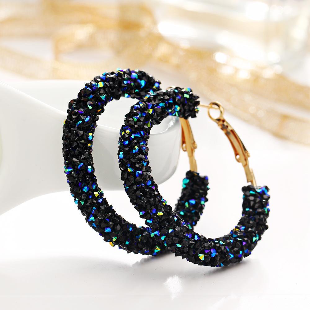 Crystaldust Hoop Earring With Austrian Crystals - Blue 18K Gold Plated Earring in 18K Gold Plated ITALY Design Elsy Style Earring