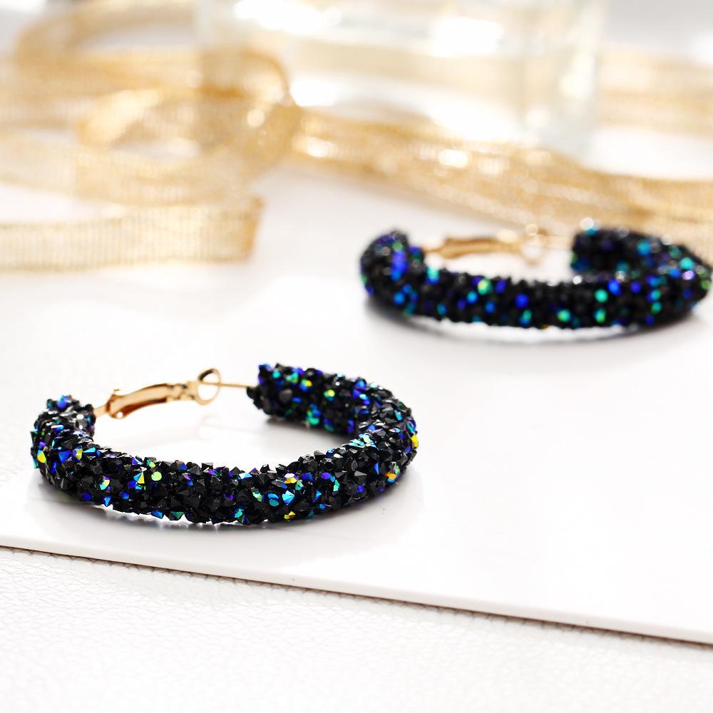 Crystaldust Hoop Earring With Austrian Crystals - Blue 18K Gold Plated Earring in 18K Gold Plated ITALY Design Elsy Style Earring