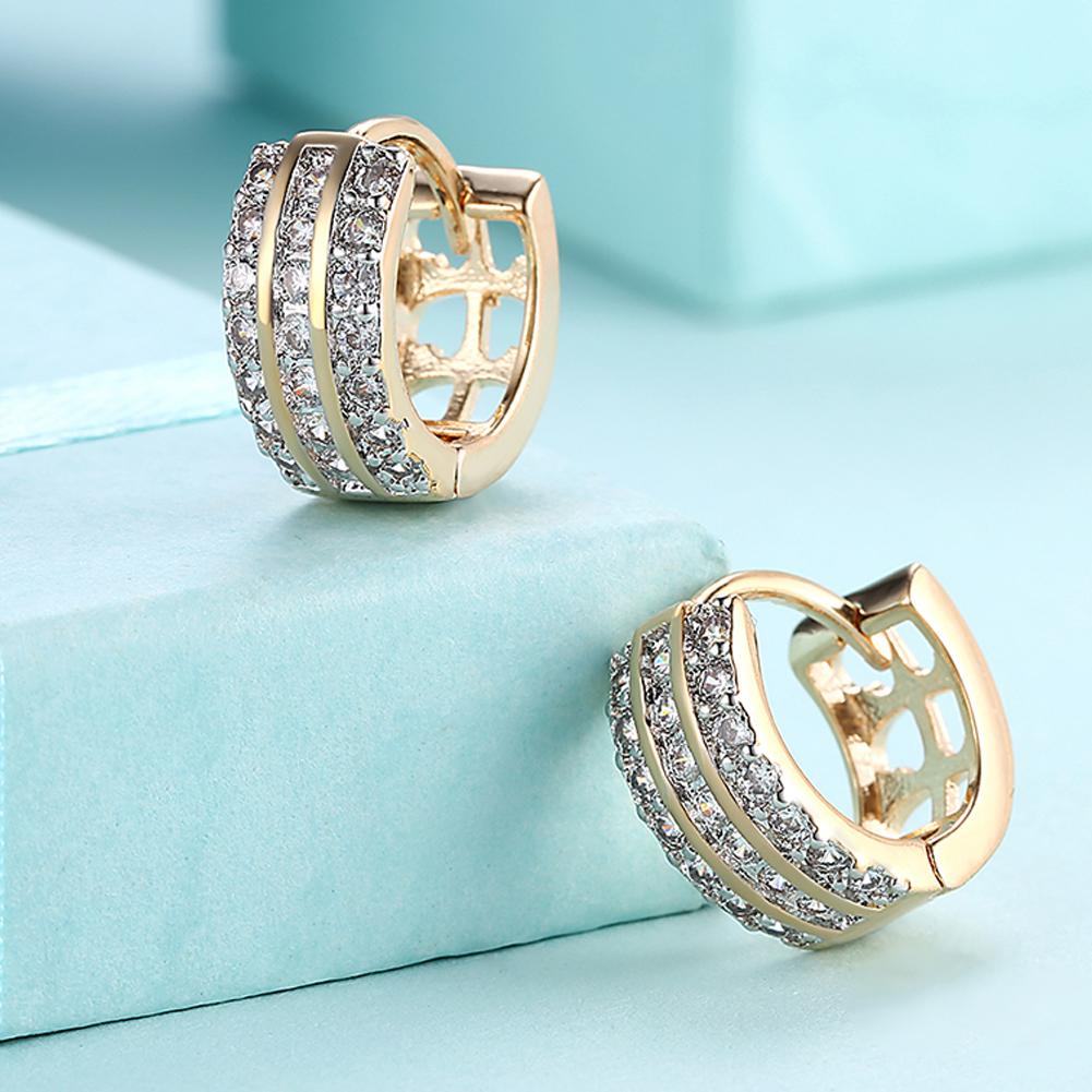 Crystals 15mm Pave Triple Row Huggie  Earring Elsy Style Earring