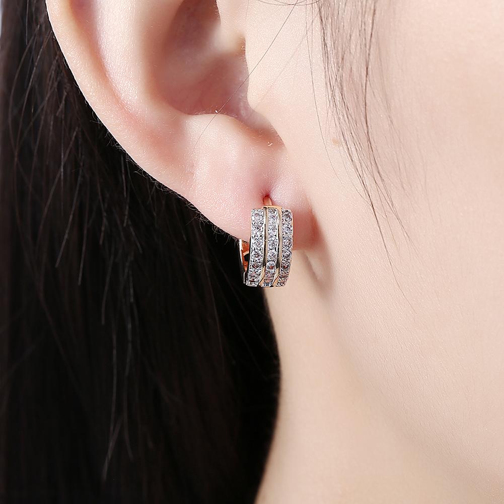 Crystals 15mm Pave Triple Row Huggie  Earring Elsy Style Earring