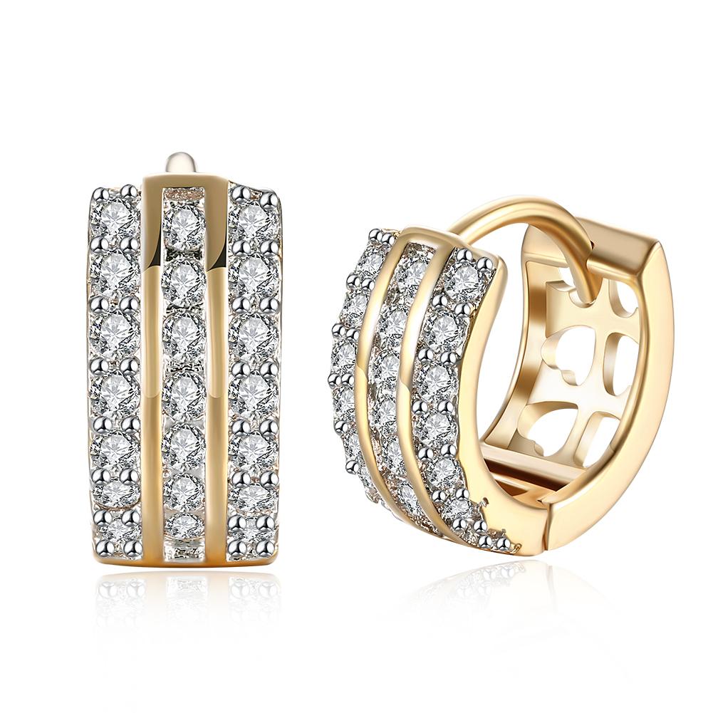 Crystals 15mm Pave Triple Row Huggie  Earring Elsy Style Earring