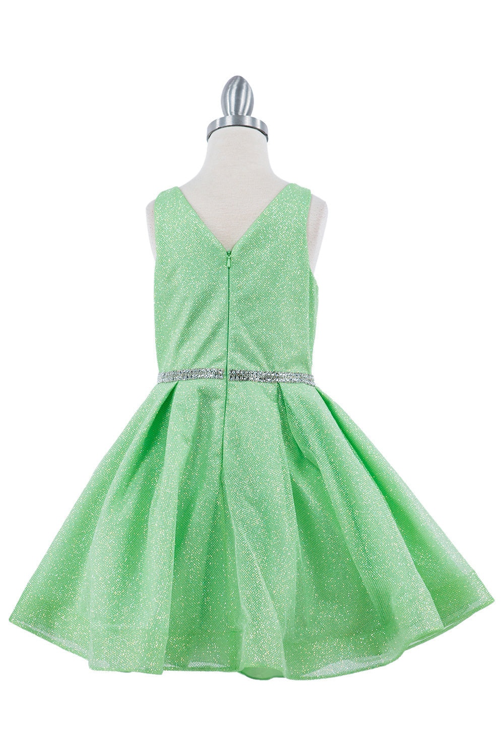 Dazzling Glitter Hard Mesh Belted Short Girl Dress CU8047X Elsy Style Kids Dress