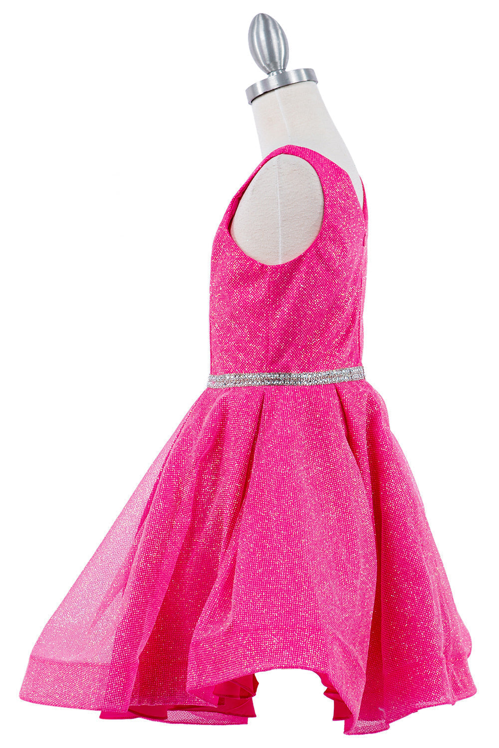 Dazzling Glitter Hard Mesh Belted Short Girl Dress CU8047X Elsy Style Kids Dress