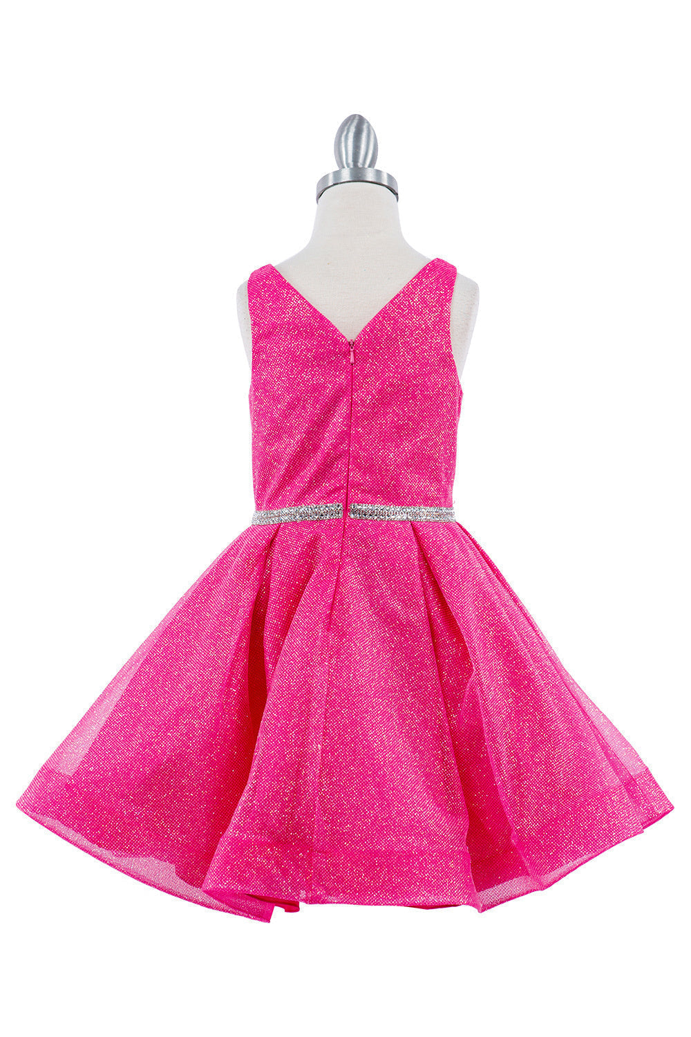 Dazzling Glitter Hard Mesh Belted Short Girl Dress CU8047X Elsy Style Kids Dress