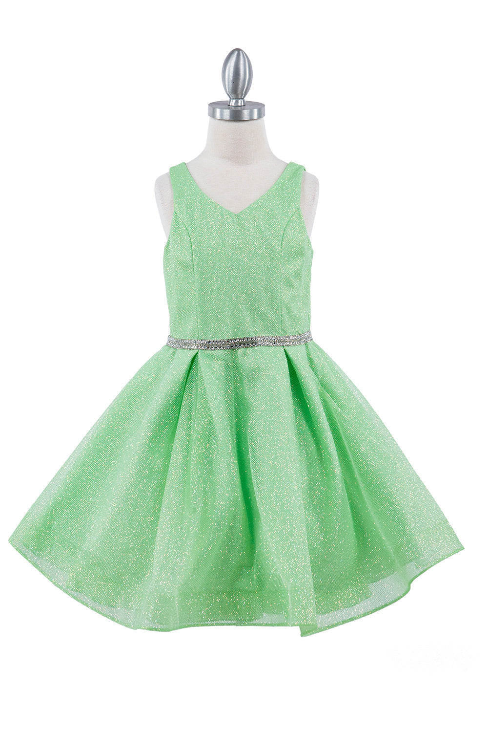 Dazzling Glitter Hard Mesh Belted Short Girl Dress CU8047X Elsy Style Kids Dress