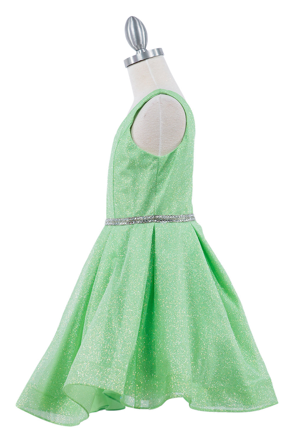 Dazzling Glitter Hard Mesh Belted Short Girl Dress CU8047X Elsy Style Kids Dress