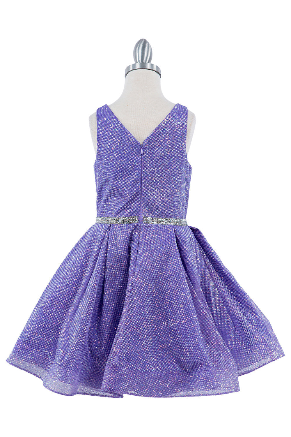 Dazzling Glitter Hard Mesh Belted Short Girl Dress CU8047X Elsy Style Kids Dress