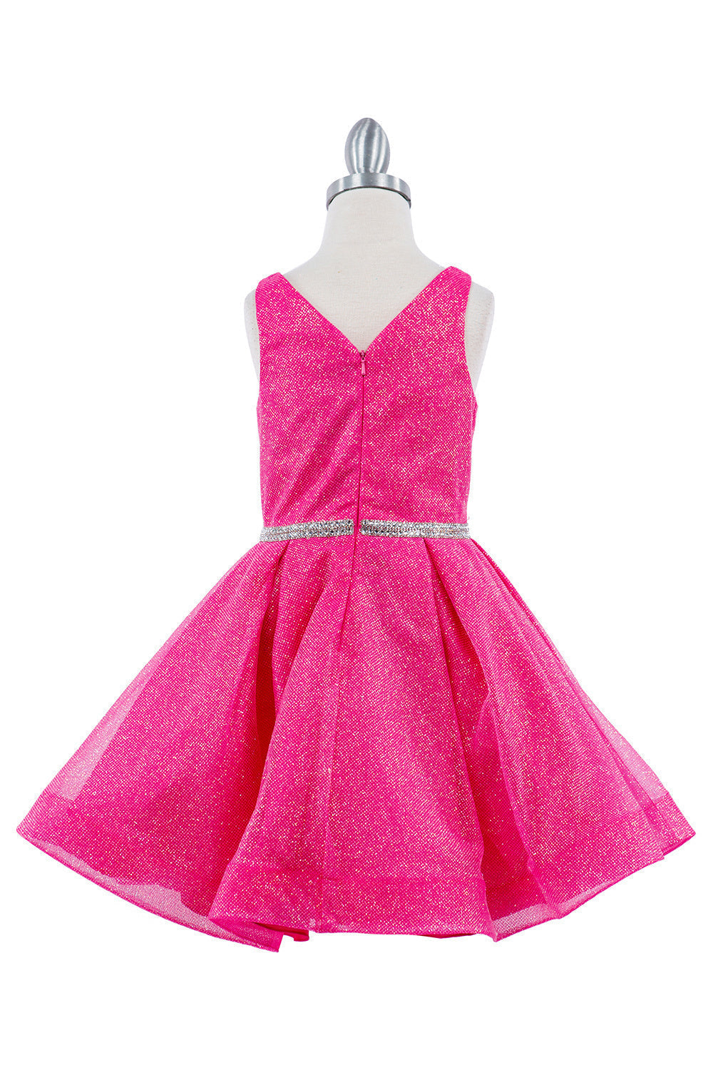 Dazzling Glitter Hard Mesh Belted Short Kids Dress CU8047 Elsy Style Kids Dress