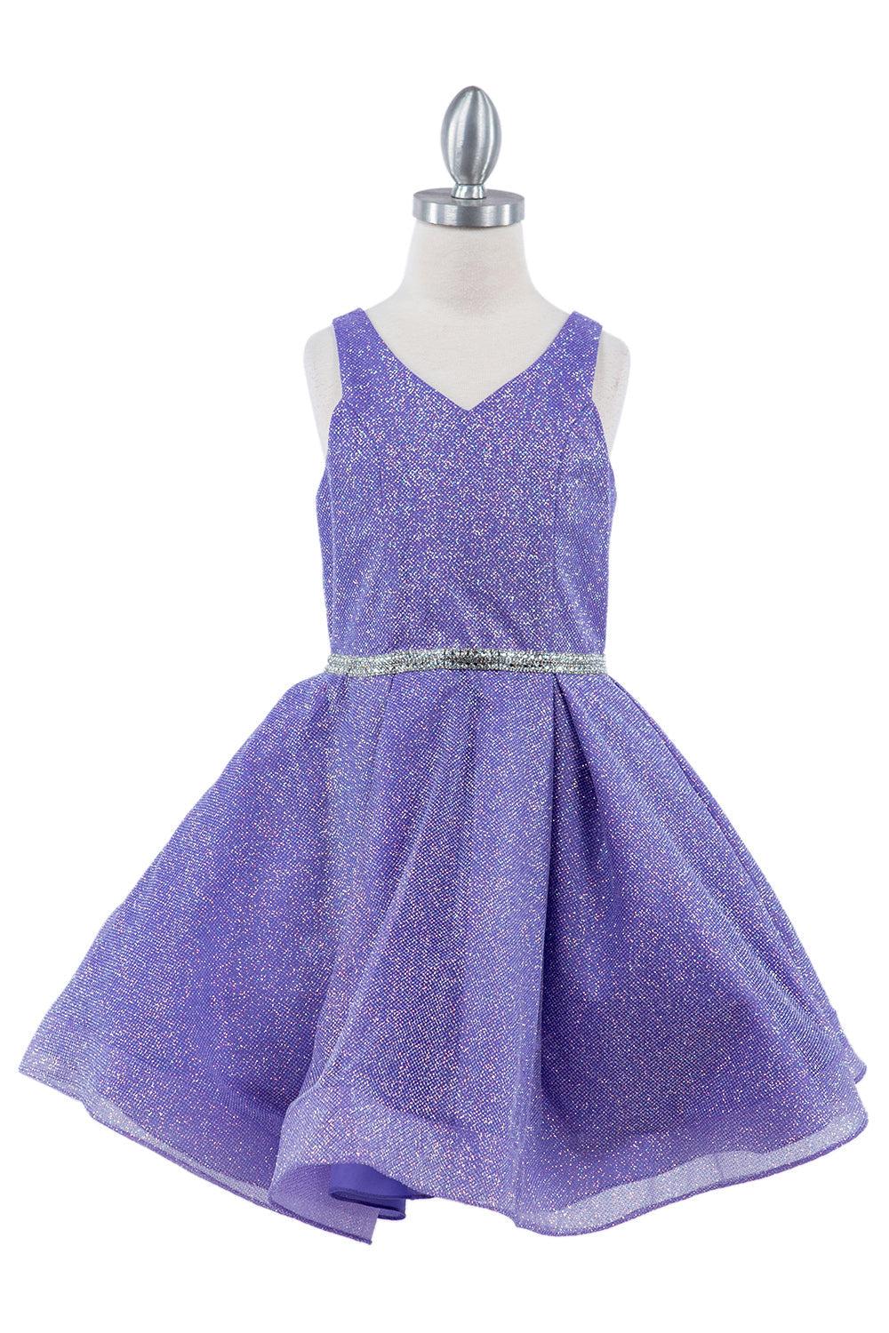 Dazzling Glitter Hard Mesh Belted Short Kids Dress CU8047 Elsy Style Kids Dress