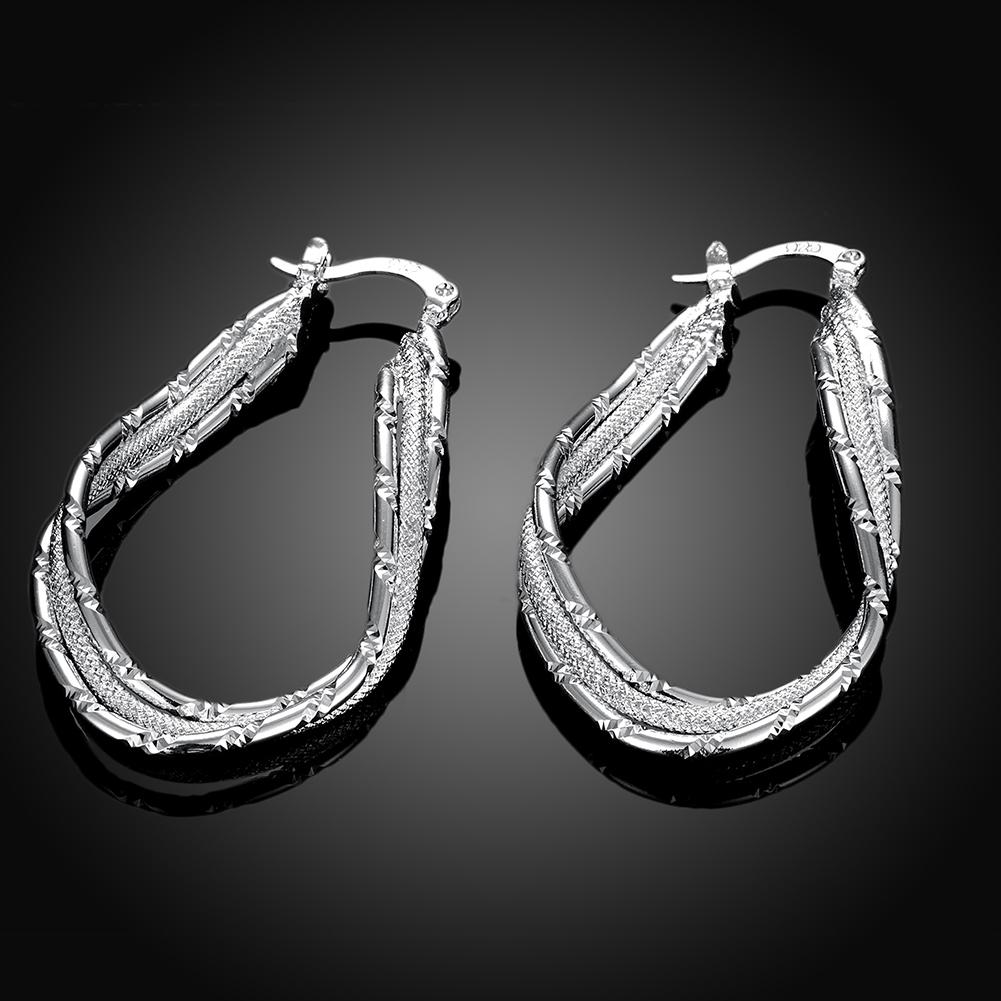 Double Layer Hoop Earring in 18K White Gold Plated Elsy Style Earring