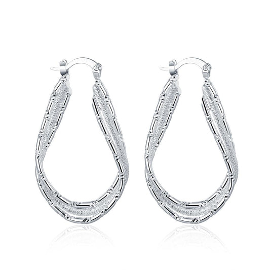 Double Layer Hoop Earring in 18K White Gold Plated Elsy Style Earring