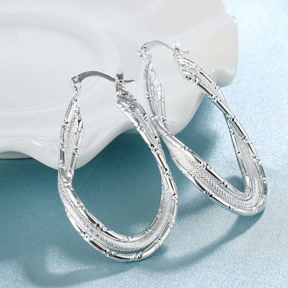 Double Layer Hoop Earring in 18K White Gold Plated Elsy Style Earring