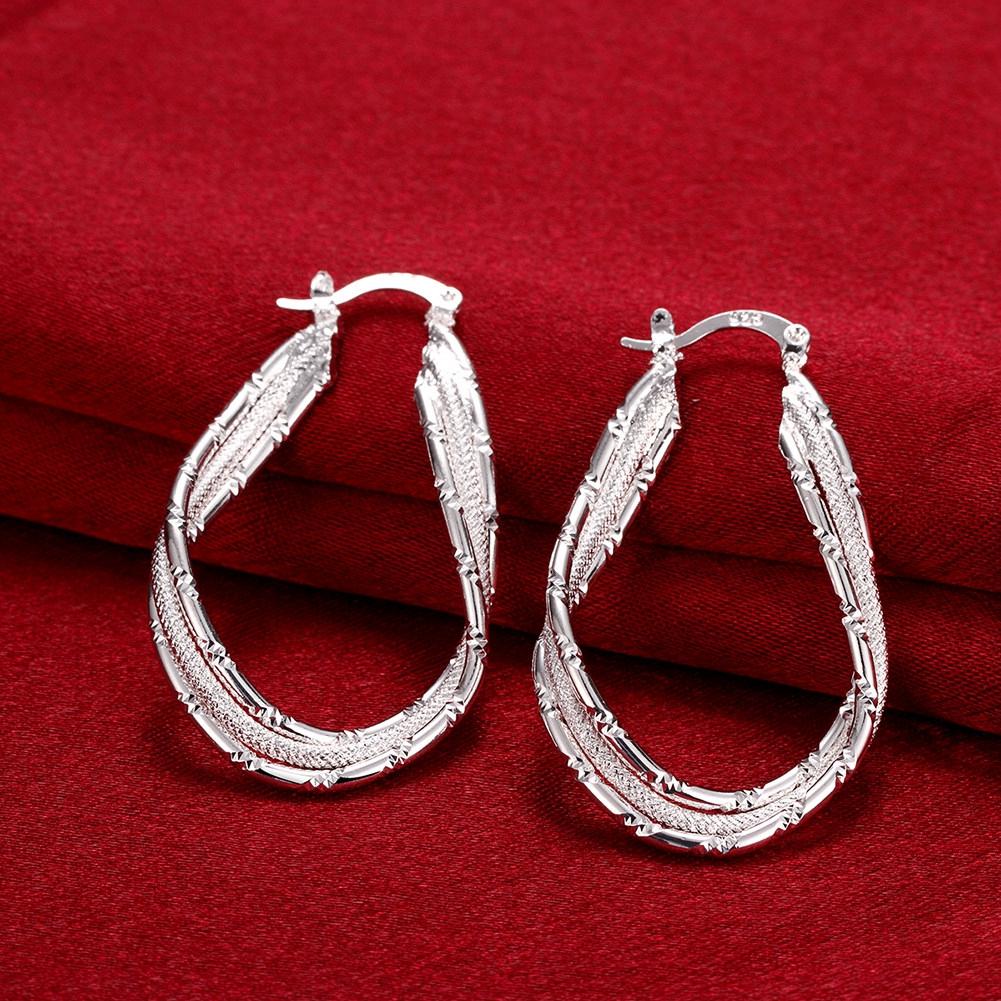 Double Layer Hoop Earring in 18K White Gold Plated Elsy Style Earring