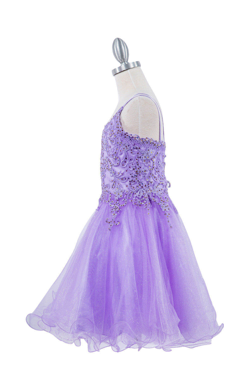 Double Spaghetti Rhinestone Embroidered Tulle Kids Dress CU5125 Elsy Style Kids Dress