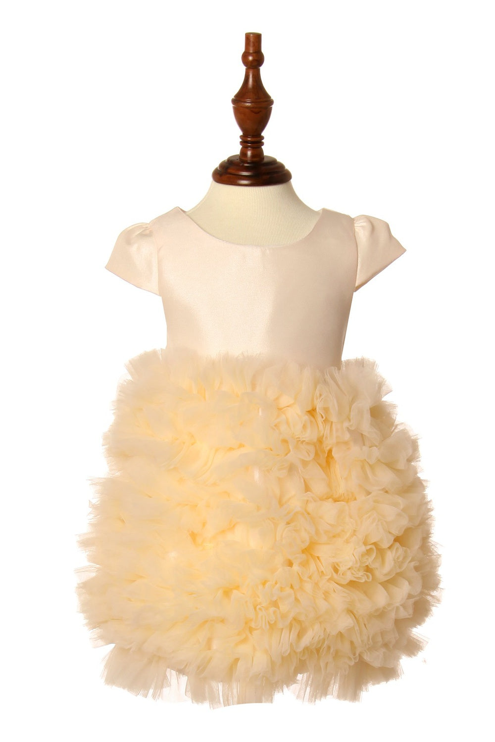 Elegant Cute Ruffled Bubble Removable Back Bow Short Kids Dress CU9116B Elsy Style Kids Dress