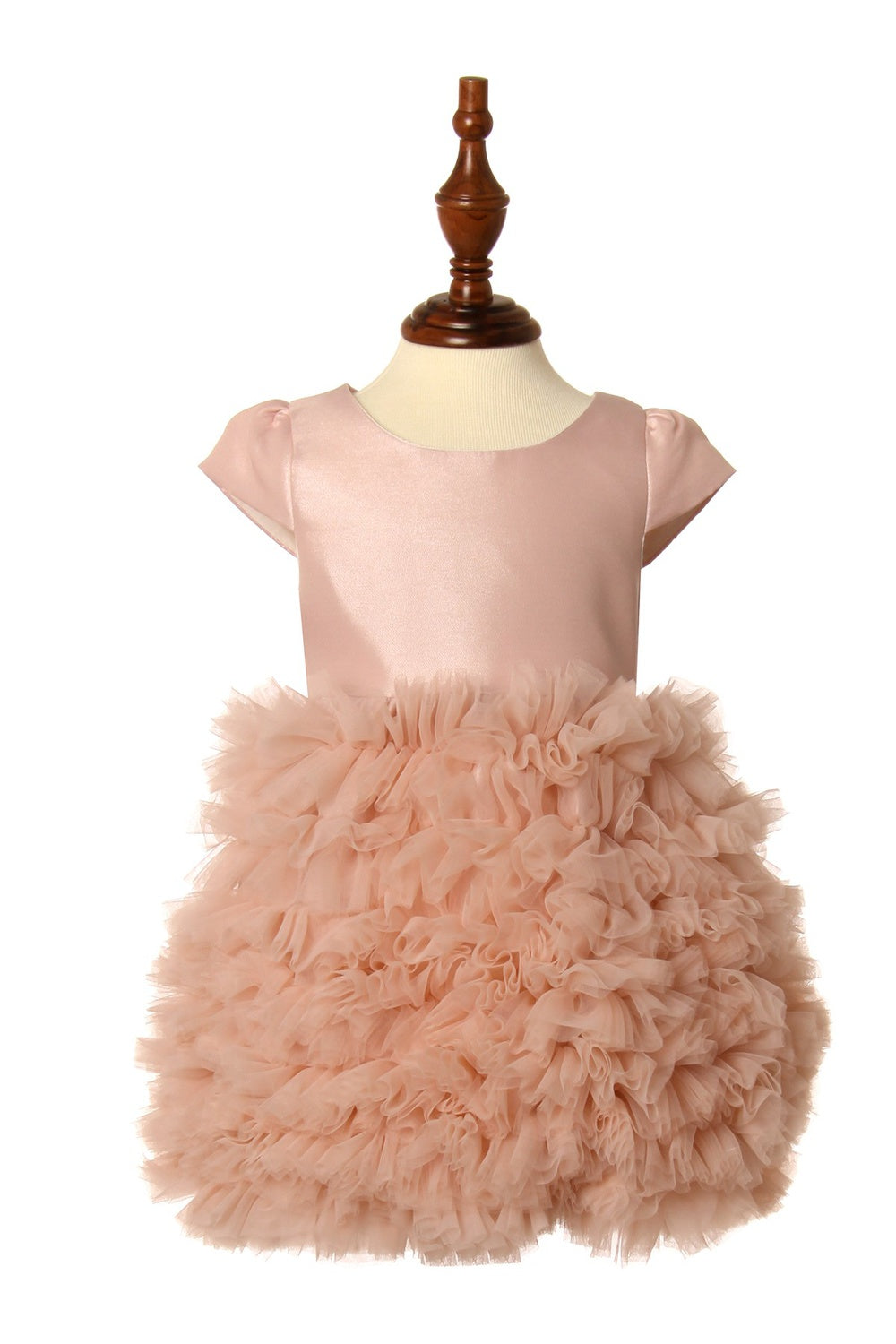 Elegant Cute Ruffled Bubble Removable Back Bow Short Kids Dress CU9116B Elsy Style Kids Dress