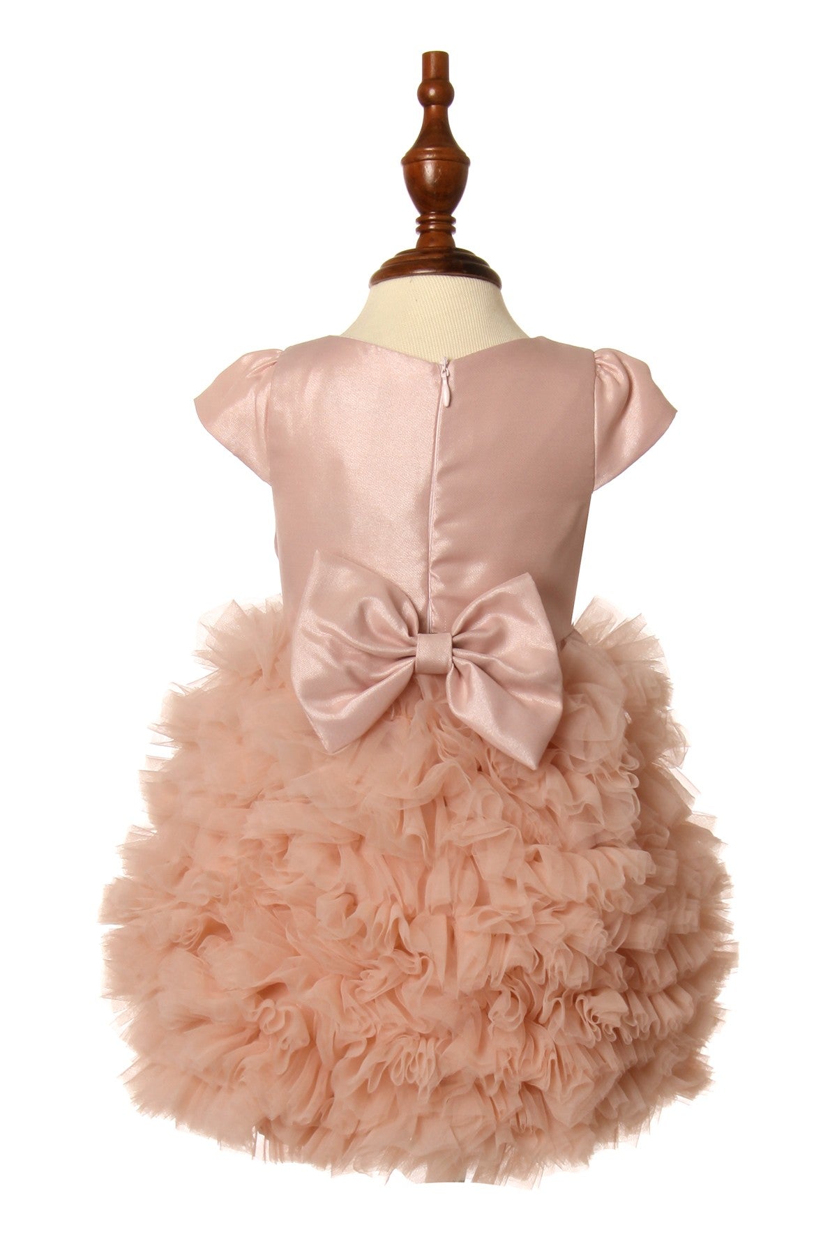 Elegant Cute Ruffled Bubble Removable Back Bow Short Kids Dress CU9116B Elsy Style Kids Dress