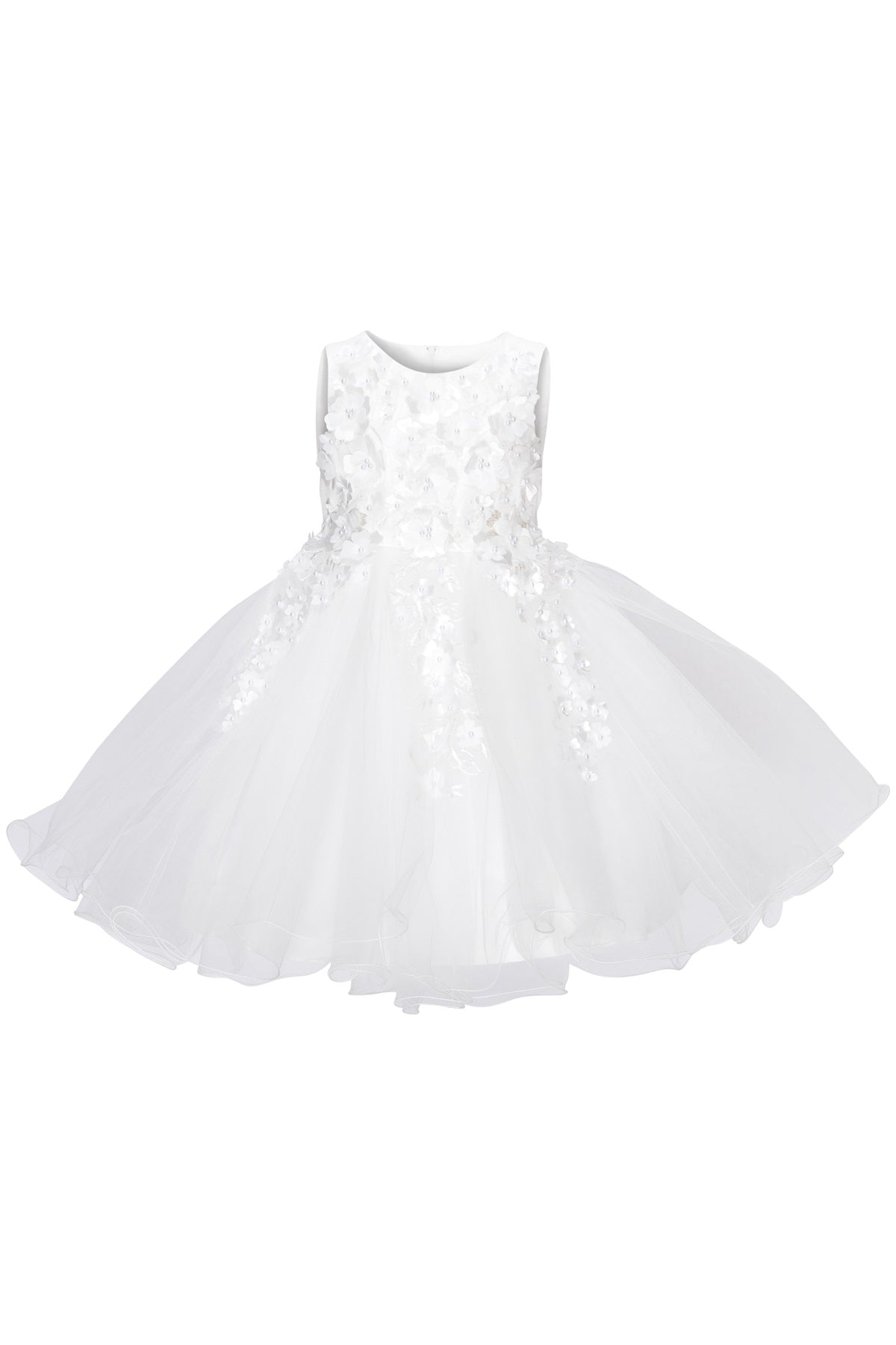 Elegant Flower Multi Layered Tulle Har Crafted Two Tone Short Kids Dress CU9122 Elsy Style Kids Dress