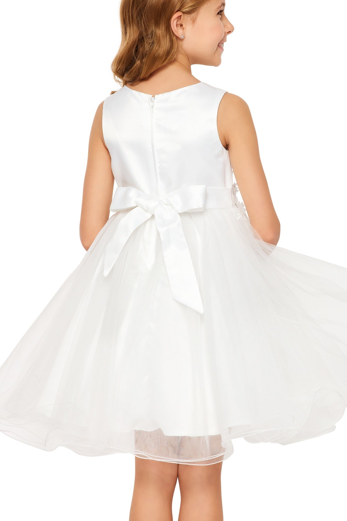 Elegant Flower Multi Layered Tulle Har Crafted Two Tone Short Kids Dress CU9122 Elsy Style Kids Dress