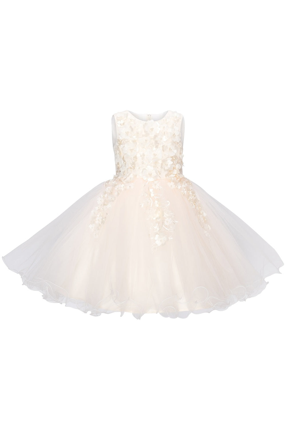 Elegant Flower Multi Layered Tulle Har Crafted Two Tone Short Kids Dress CU9122 Elsy Style Kids Dress