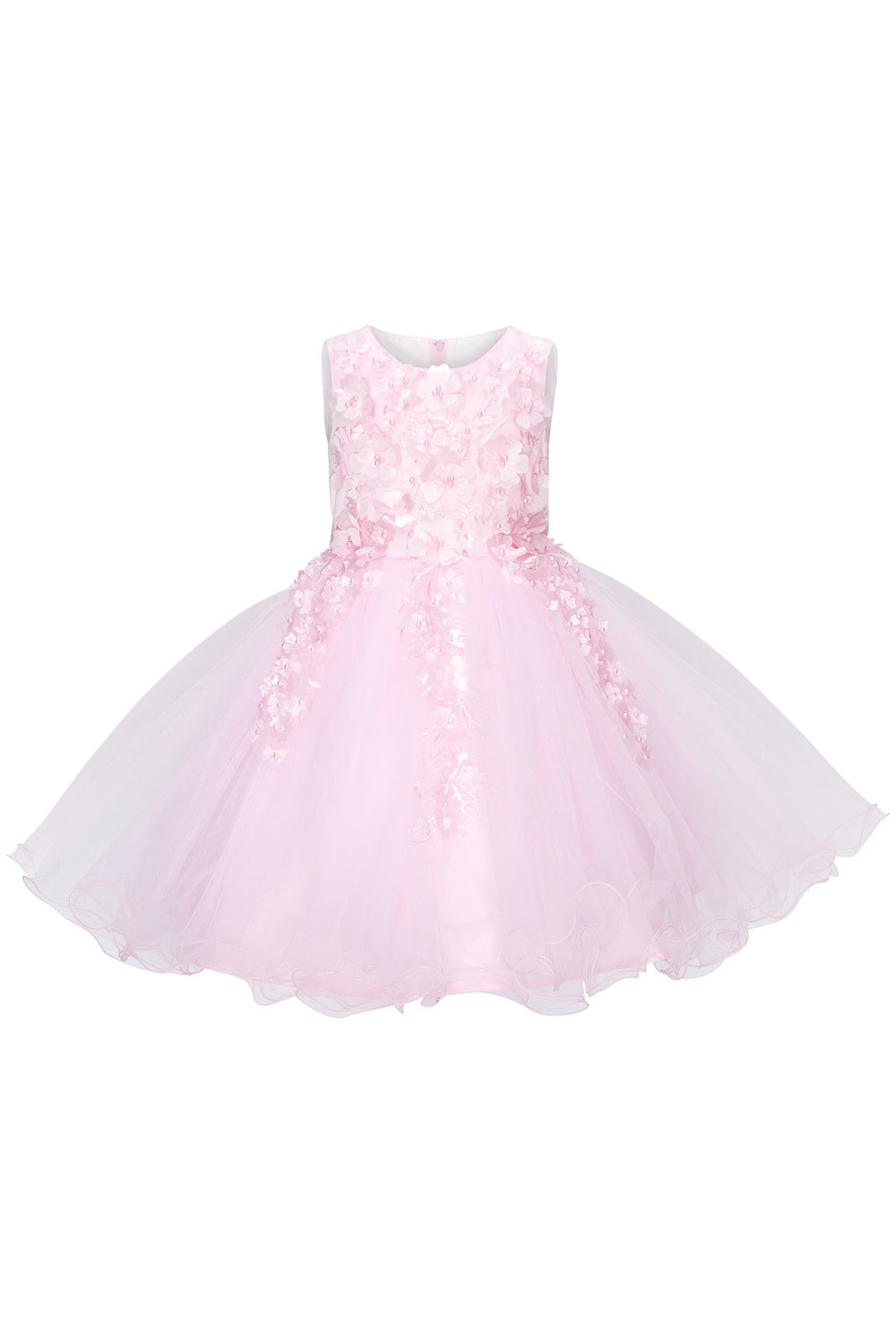 Elegant Flower Multi Layered Tulle Har Crafted Two Tone Short Kids Dress CU9122 Elsy Style Kids Dress