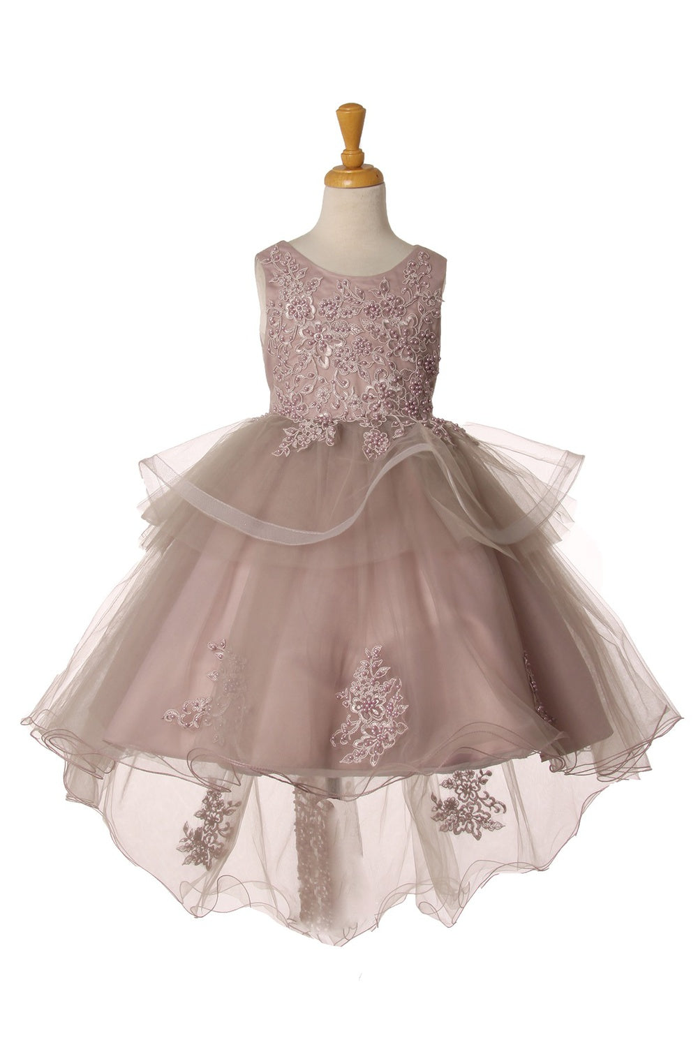 Elegant Hand-Crafted Lace Appliques Sequin Beads Short Kids Dress CU9120 Elsy Style Kids Dress